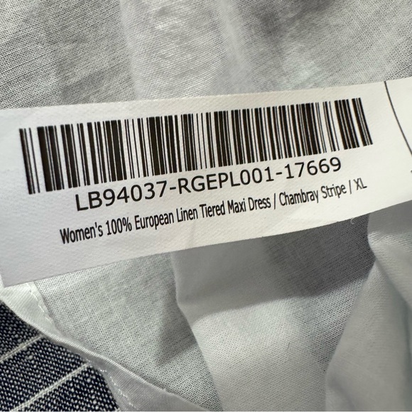 Quince European Linen Tiered Maxi Dress Chambray Stripe Size XL - Picture 10 of 12